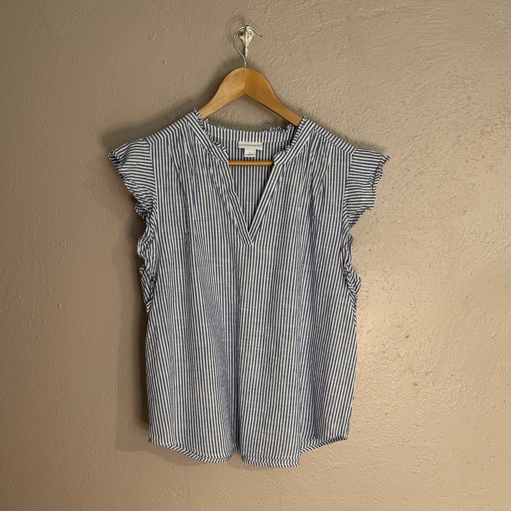 Liz Claiborne Blue and White Striped Blouse